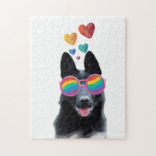 German Shepherd Dog with Hearts Valentine's Day Jigsaw Puzzle