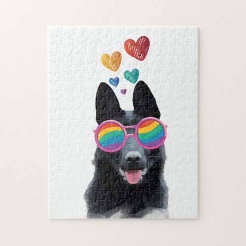 German Shepherd Dog with Hearts Valentines Day  Jigsaw Puzzle