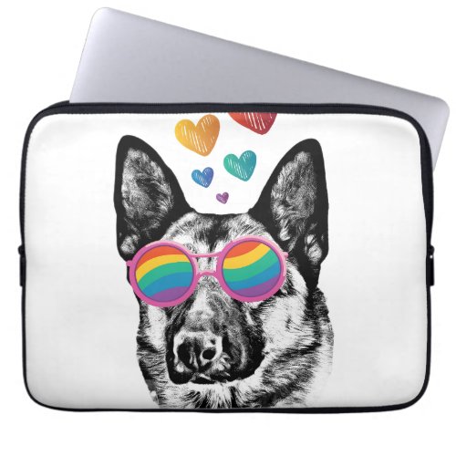 German Shepherd Dog with Hearts Valentines Day Laptop Sleeve