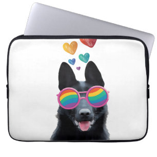 German Shepherd Dog with Hearts Valentine's Day Laptop Sleeve