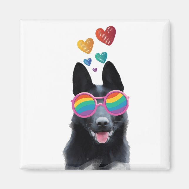 German Shepherd Dog with Hearts Valentine's Day  Magnet (Front)