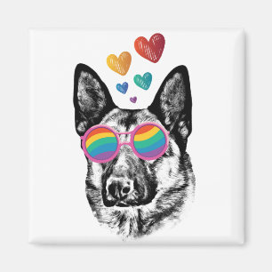 German Shepherd Dog with Hearts Valentine's Day Magnet