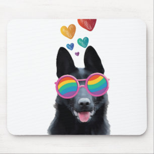 German Shepherd Dog with Hearts Valentine's Day Mouse Pad