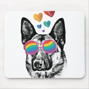 German Shepherd Dog with Hearts Valentine's Day Mouse Pad