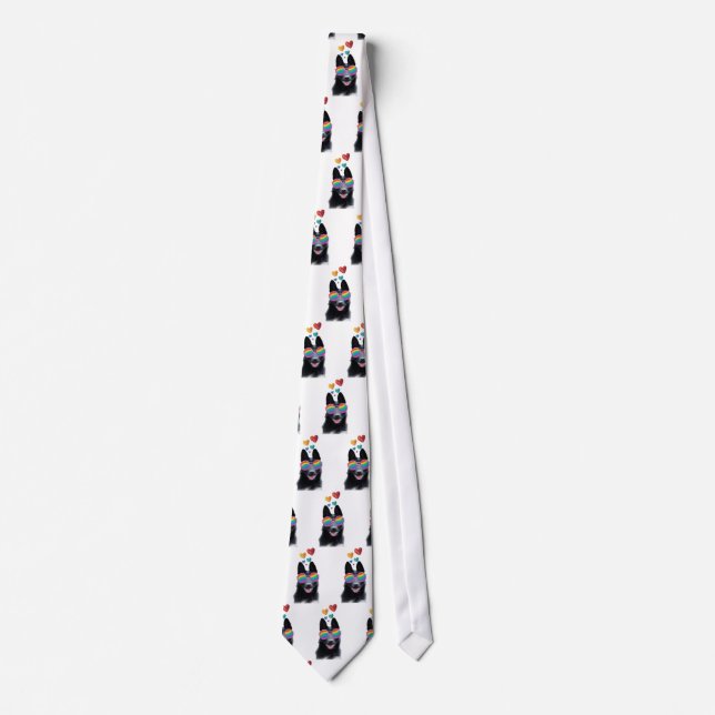 German Shepherd Dog with Hearts Valentine's Day  Neck Tie (Front)