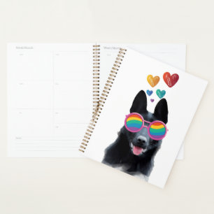 German Shepherd Dog with Hearts Valentine's Day Planner