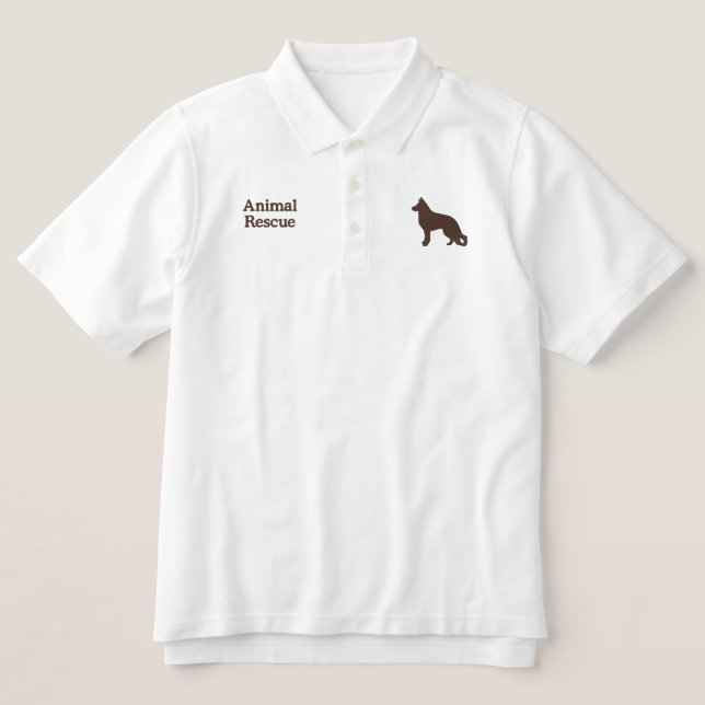 German Shepherd Dog with Paw on Back Side Embroidered Polo Shirt (Design Front)