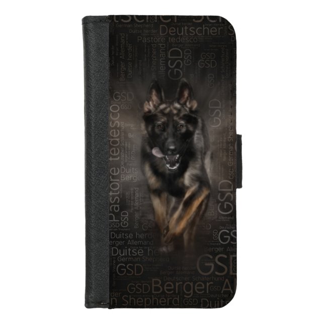 German Shepherd Dog - Working line Word Art iPhone Wallet Case (Front)
