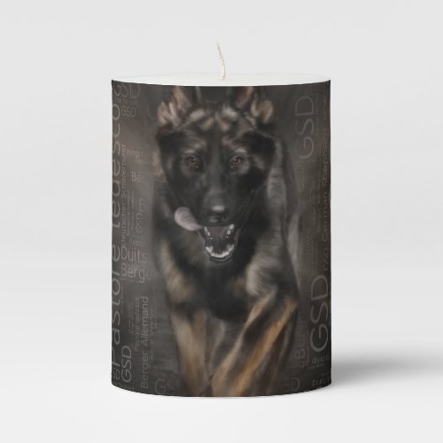German Shepherd Dog _ Working line Word Art Pillar Candle