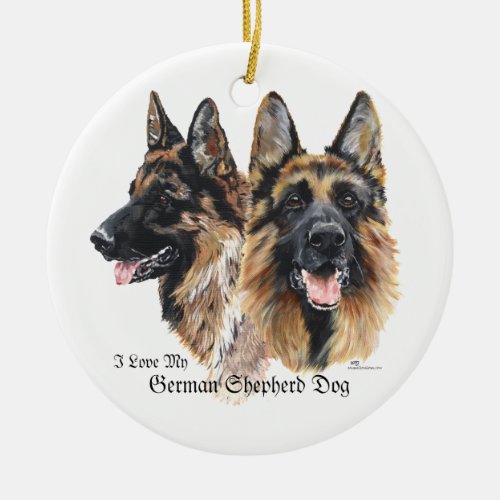 German Shepherd Dogs Ceramic Ornament