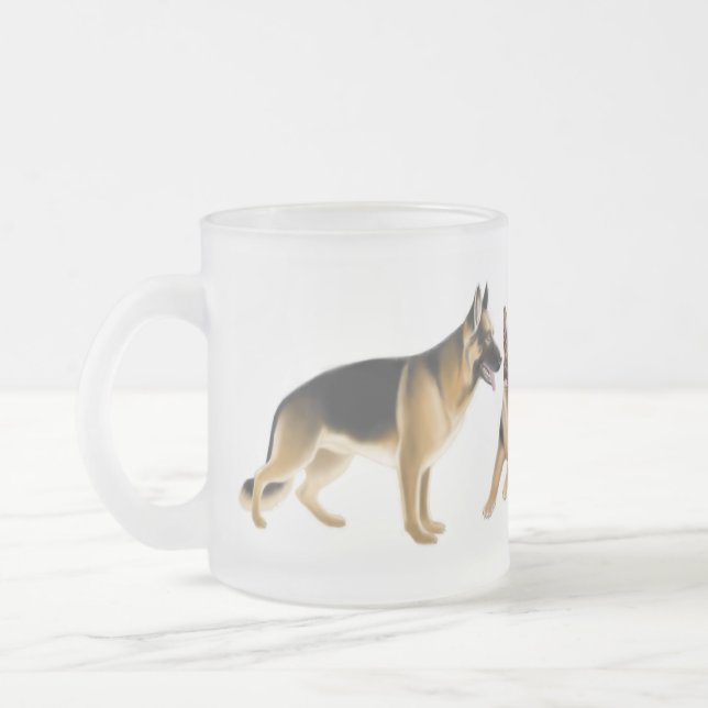 German Shepherd Dogs Frosted Glass Mug (Left)