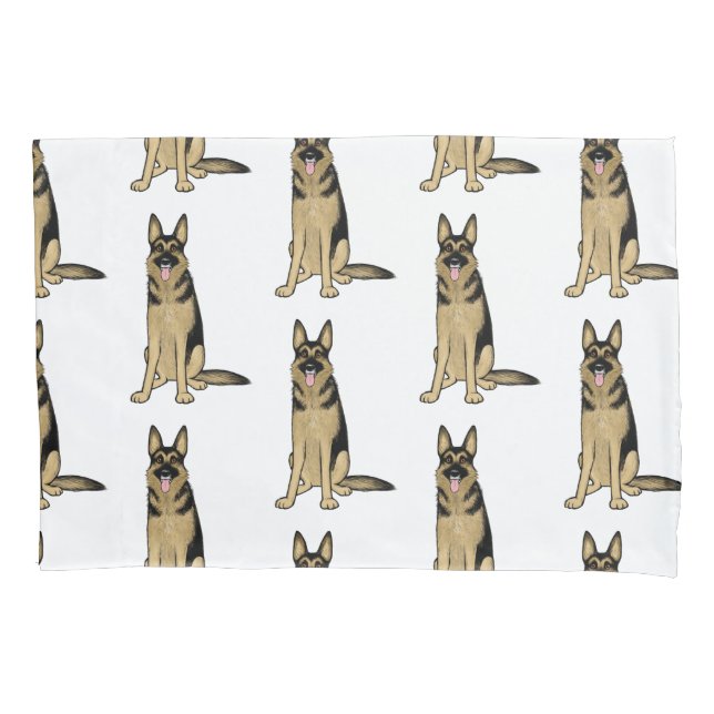 German Shepherd Dogs Pattern | Fun Pet Art Pillow Case (Front)