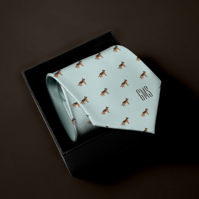 German Shepherd Dogs Pattern Monogrammed Neck Tie (Creator Uploaded)