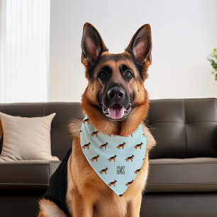 German Shepherd Dogs Pattern Monogrammed Pet Bandana Collar