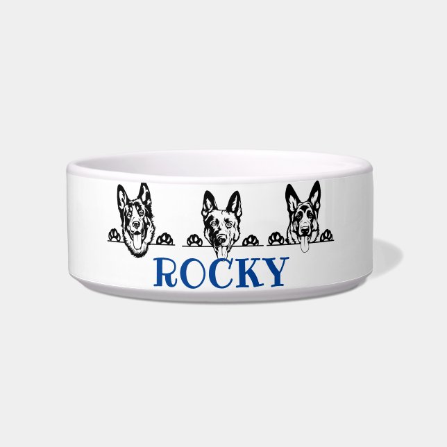 German Shepherd Dogs | Personalized Pet Bowl (Front)