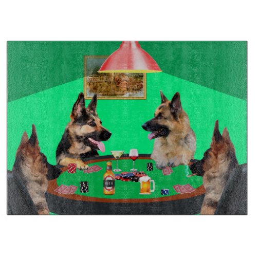 German Shepherd dogs Playing Poker Cutting Board