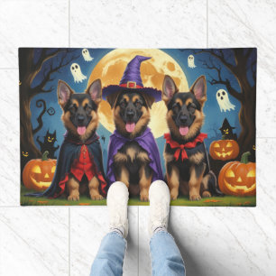 German Shepherd Dogs Pumpkin Halloween Funny Doormat