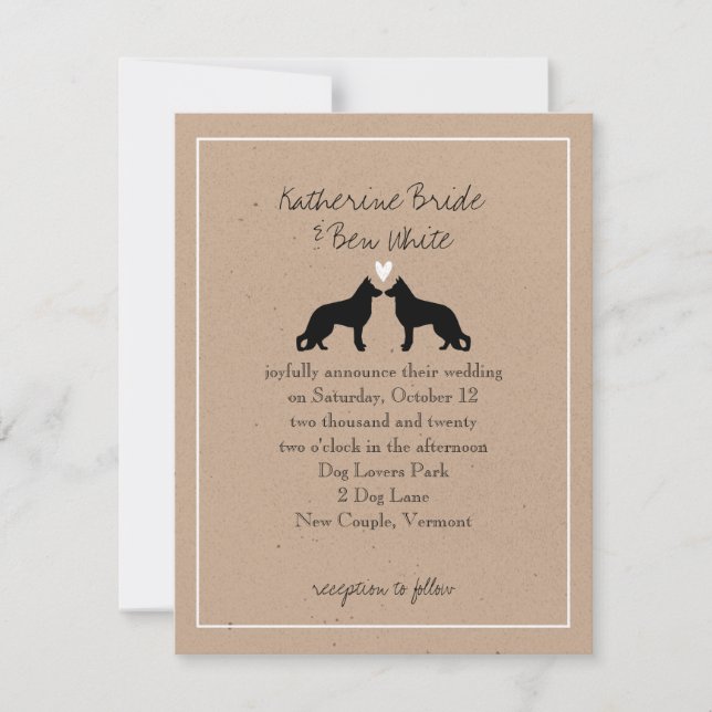 German Shepherd Dogs Wedding Invitation (Front)