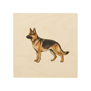 German Shepherd Double-Sided Throw Pillow Wood Wall Art