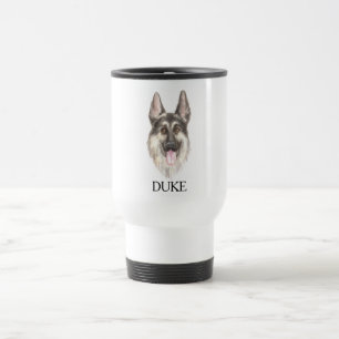 German Shepherd Drawing Personalized  Travel Mug