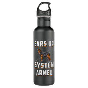 German Shepherd Ears Up System Armed Dog Vintage Stainless Steel Water Bottle