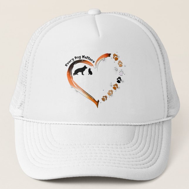 German Shepherd Every Dog Matters Heart Pet Paws Trucker Hat (Front)