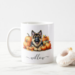 German Shepherd Fall Mug with Personalized Name