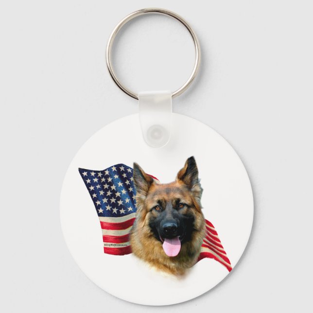 German Shepherd Flag Keychain (Front)