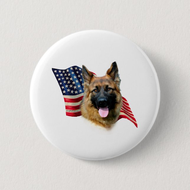 German Shepherd Flag Pinback Button (Front)