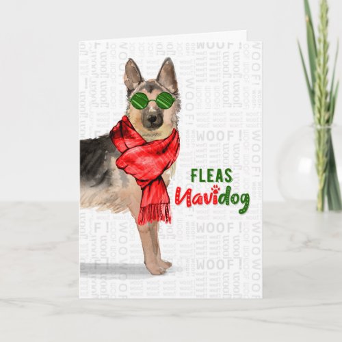 German Shepherd Fleas NaviDOG Holiday Card