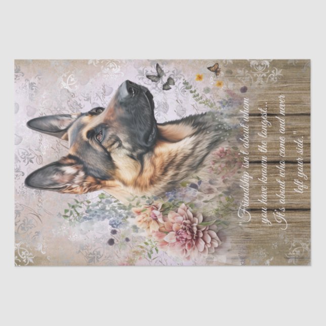German Shepherd Floral Dog Quote Tissue Paper (Front)
