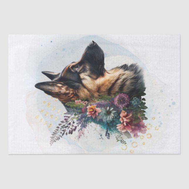 German Shepherd Floral Dog Tissue Paper (Front)