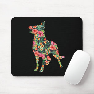 German Shepherd Flower Funny Dog Silhouette Floral Mouse Pad