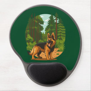 German Shepherd Forest Adventure Dog  Gel Mouse Pad