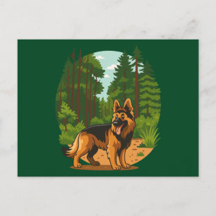 German Shepherd Forest Adventure Dog Postcard