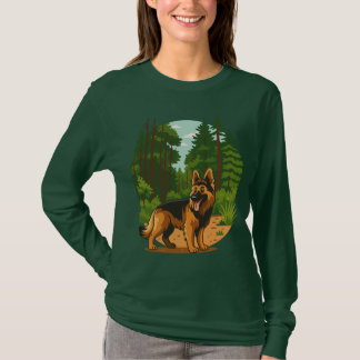 German Shepherd Forest Adventure Dog T-Shirt