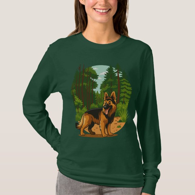 German Shepherd Forest Adventure Dog  T-Shirt (Front)