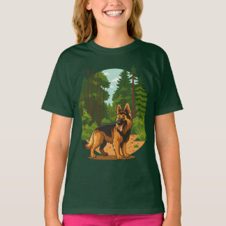 German Shepherd Forest Adventure Dog T-Shirt