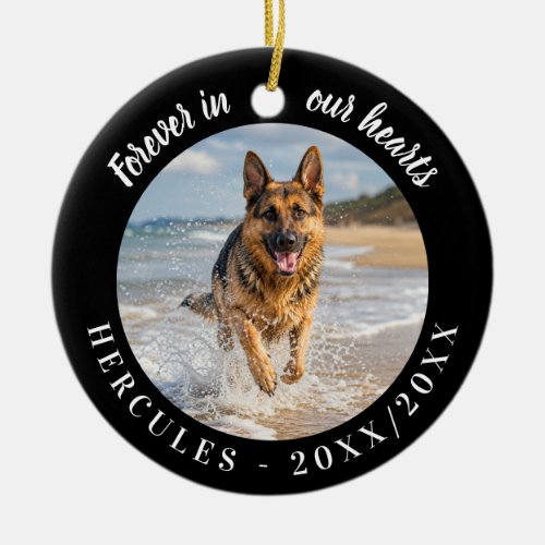 German Shepherd Forever In Our Hearts Black Ceramic Ornament