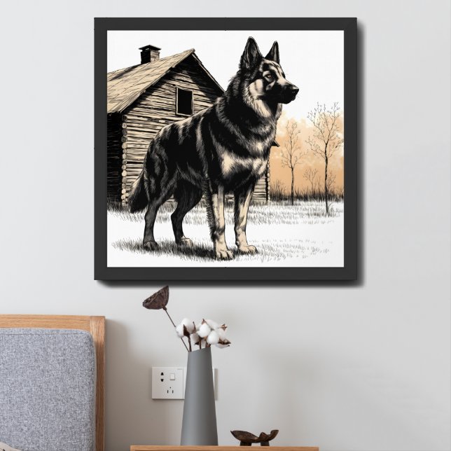 German Shepherd Framed Art (Bedside)