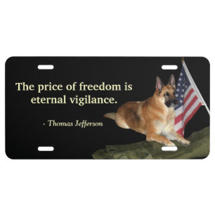 German Shepherd Freedom Front License Plate
