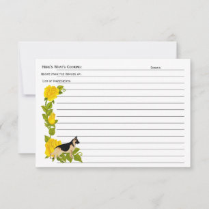 German Shepherd: From the Kitchen of Recipe Card