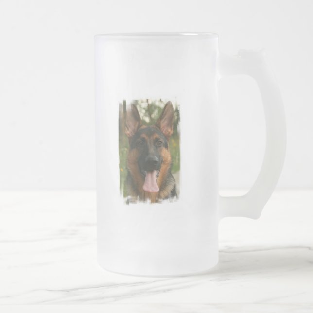 German Shepherd Frosted Beer Mug (Right)