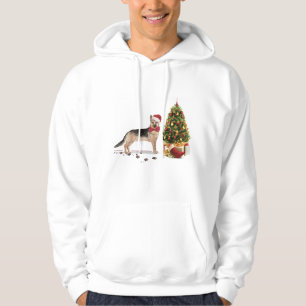 German Shepherd Funny Christmas Dog with Tree Hoodie