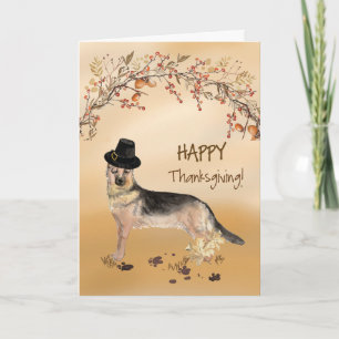 German Shepherd Funny Pilgrim Hat Thanksgiving Card