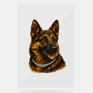 German Shepherd Gemstone Mosaic Luxury Acrylic Sign
