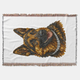 German Shepherd Gemstone Mosaic Luxury Throw Blanket