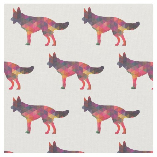 German Shepherd Geometric Pattern Silhouette Mult Fabric