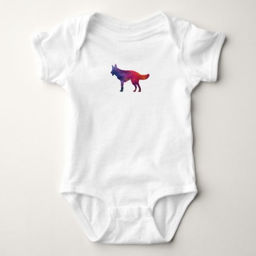 German Shepherd Geometric Pattern Silhouette Purp Baby Bodysuit