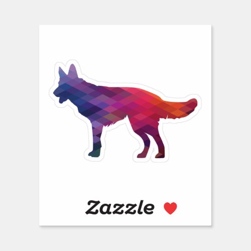 German Shepherd Geometric Pattern Silhouette Purp Sticker